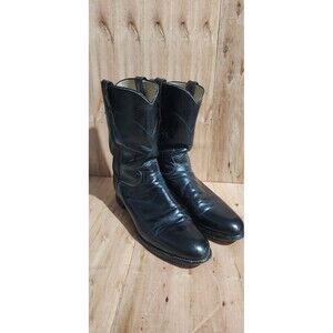 Justin Men’s Western Black Leather Cowboy Boots sz 10.5B Almond Toe 3133